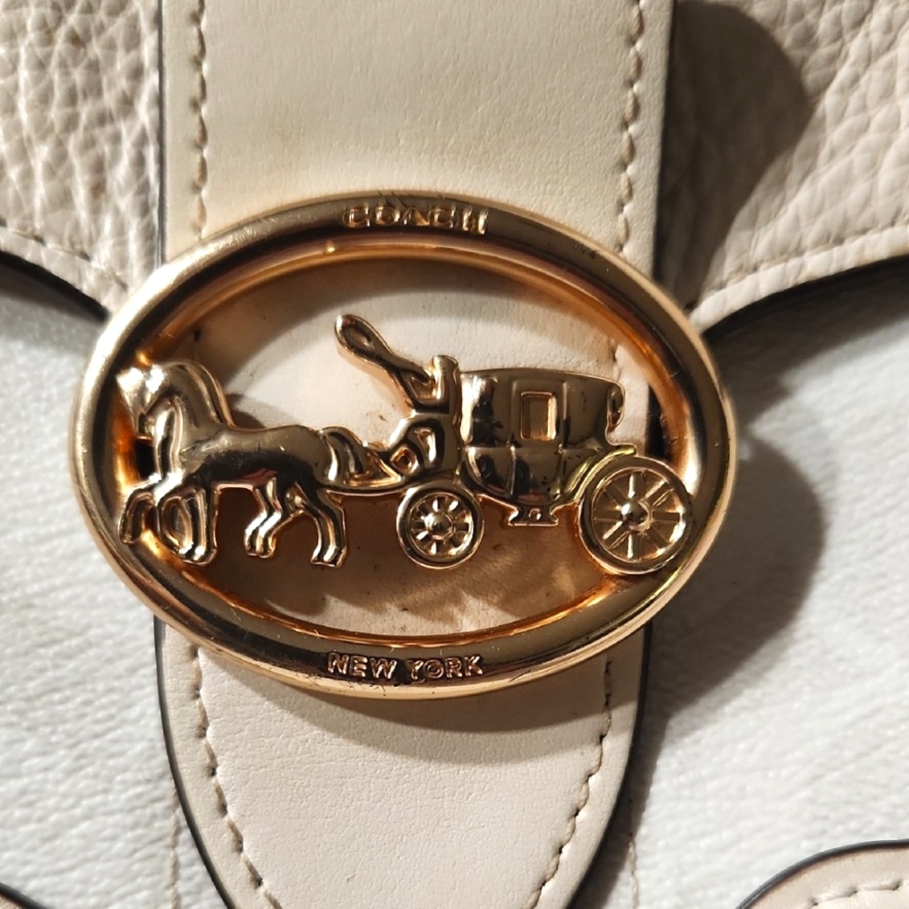 Coach Georgie Signature Leather Shoulder Hand Bag C4067 Chalk - Picture 3 of 15